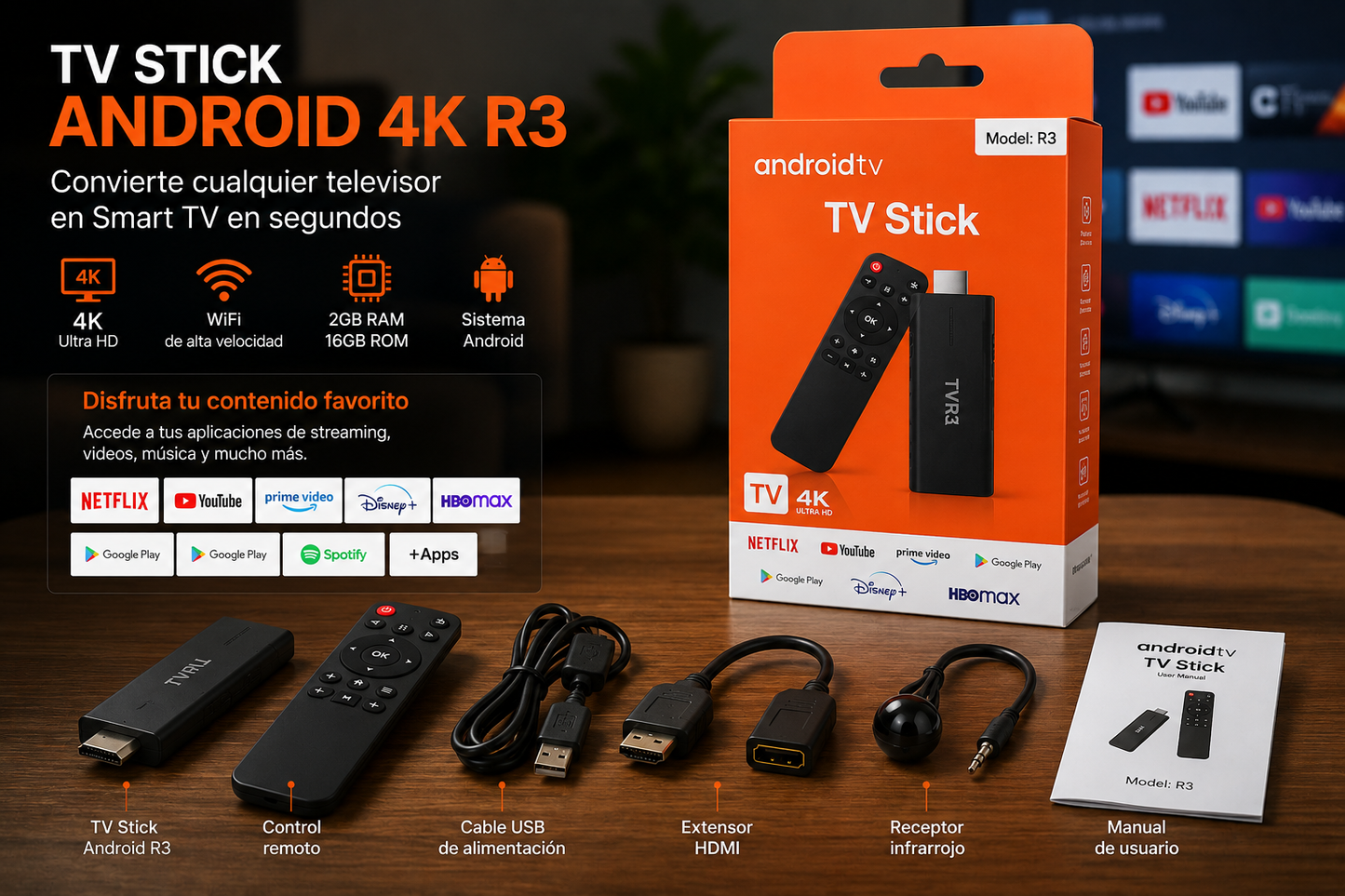 TV Stick Android 14 4k|Convierte cualquier TV en Smart TV